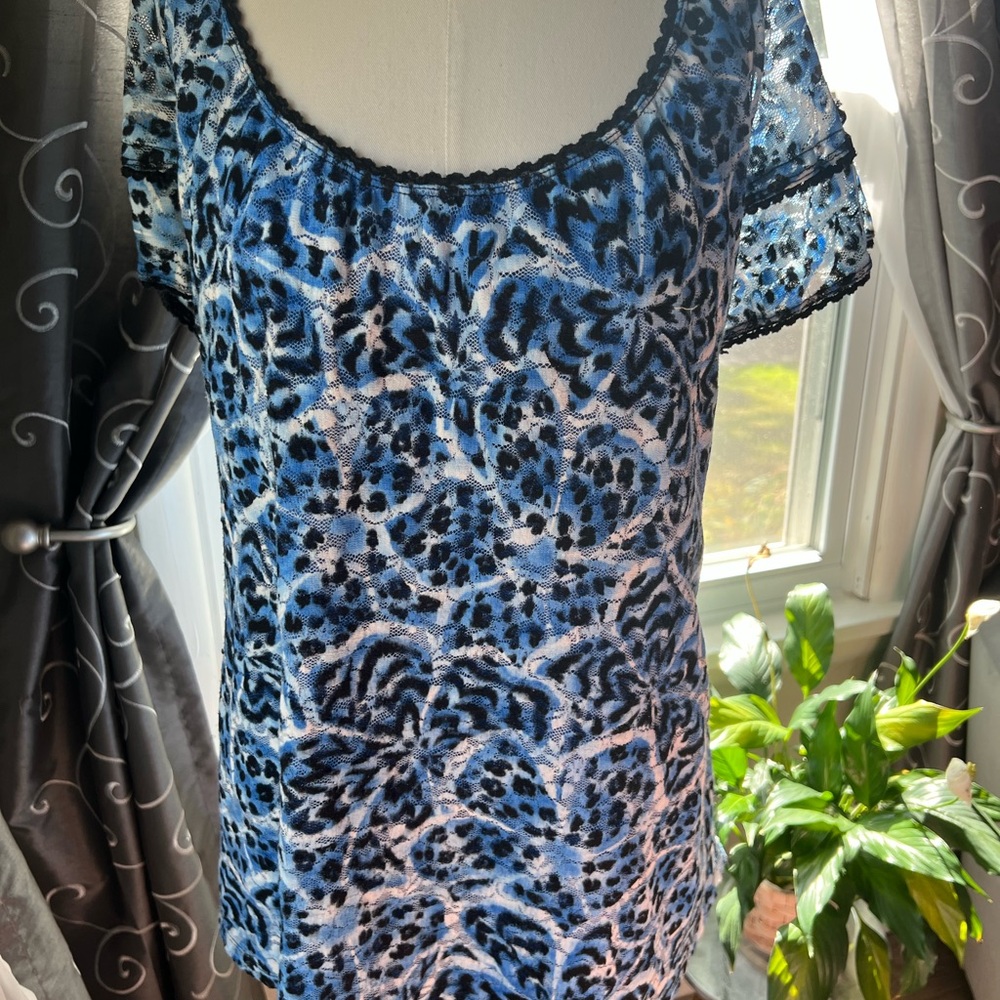 Blue and Black lace Top